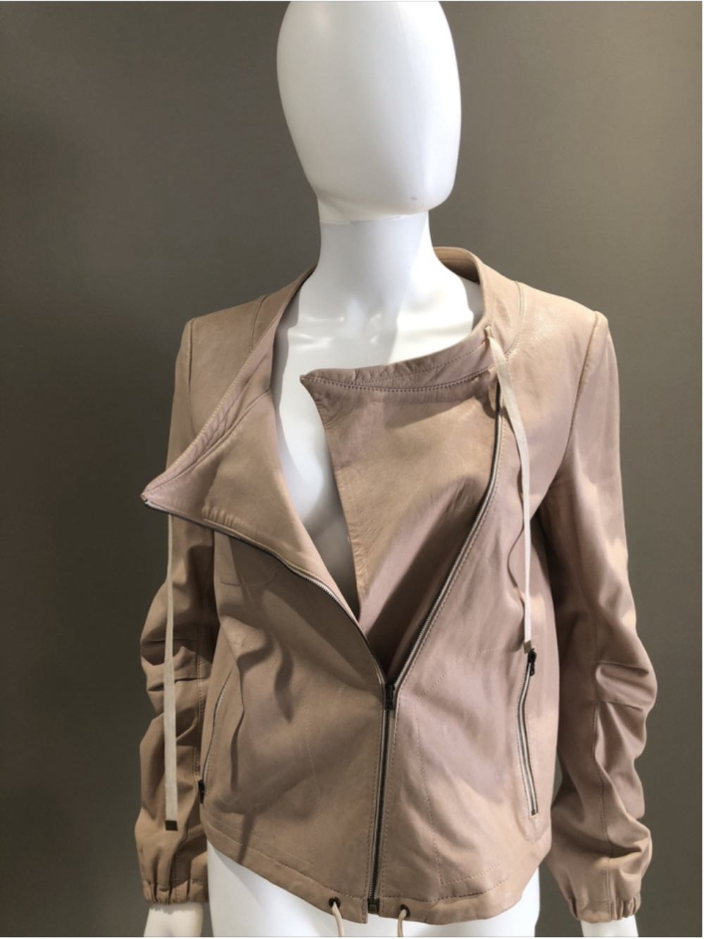 diane von furstenberg leather jacket color desert dust size 4